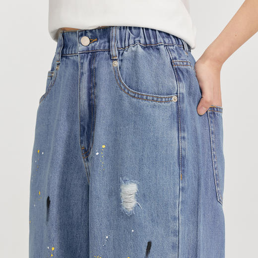 笛莎Deesha 2026年夏季新款青少年冰肤棉彩泼墨阔腿裤裤子 商品图2