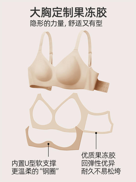 遐【小圆垫】0.5mm超薄透气全罩杯文胸罩无钢圈大胸显小内衣女夏 商品图3