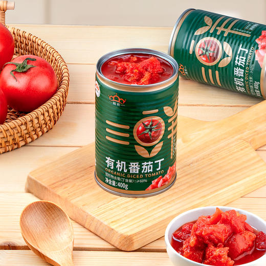 【新疆】25年新产季冠农有机番茄丁罐头 新鲜西红柿块番茄块果蔬罐头方便食品400g/罐 商品图3