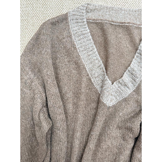 长期主义 V领撞色长袖毛衫 羊毛天丝羊驼毛 若隐若现的轻盈软糯仙系 商品图8