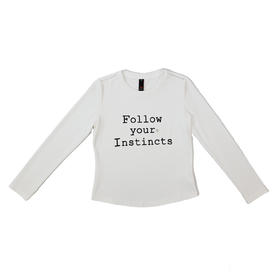 半身缘女装 春季轻肤字母印花肩部镂空修身T恤261213U01140274