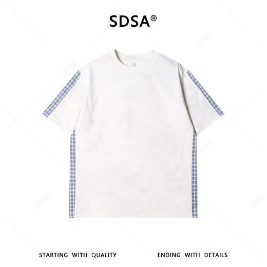 26T159SDSA男装2026新款高贵轻奢美式复古侧边拼接圆领短袖T恤百搭时尚 商品图1