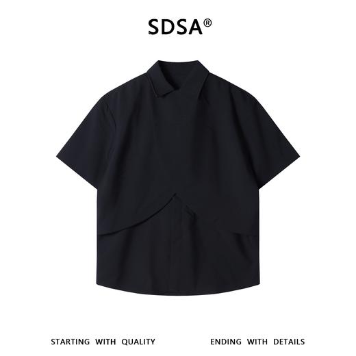 SDSA男装2026新款轻奢时尚假两件短袖衬衫不规则剪裁衬衣百搭 商品图0