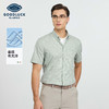 德鲨草绿色短袖格子衬衫男青年2026夏新款打底舒适上衣男弹力衬衣 商品缩略图0