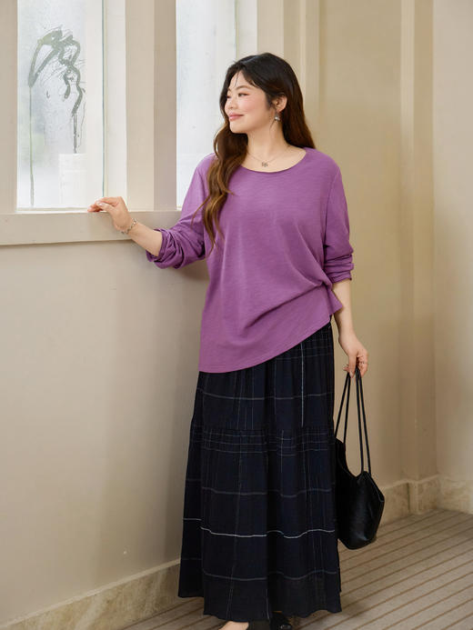 【3天内发货】100%棉糯感套头衫，把春天穿在身上！高级纯色，气质紫/经典黑/静谧蓝，解锁春日慵懒舒适【附赠布艺猫咪胸针】 商品图4