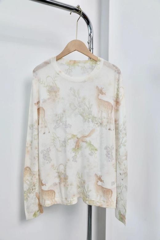 【春夏手绘印花风天丝羊毛打底衫】把油画穿在身上的感觉~天丝水溶羊毛料亲肤细腻WD 商品图4