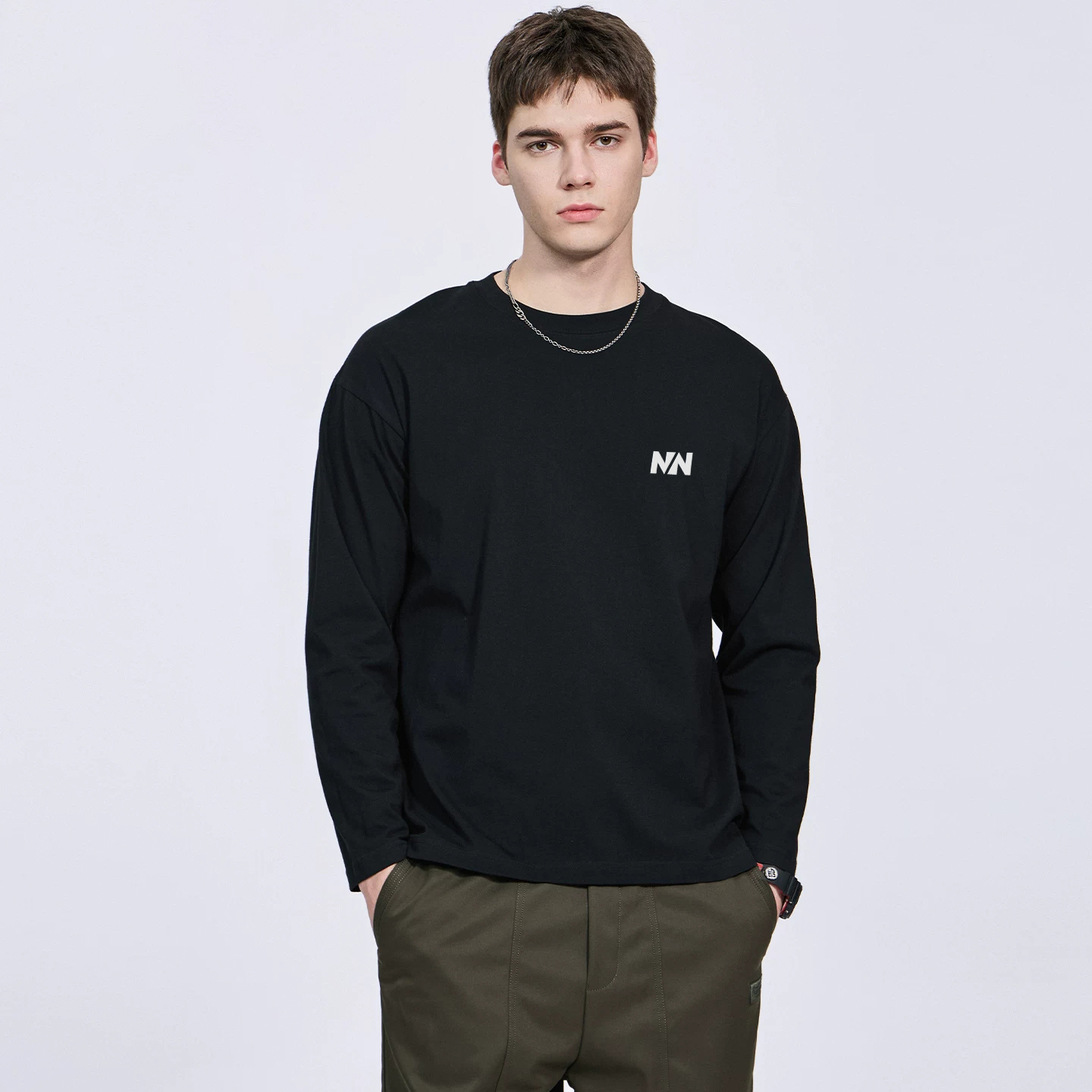 半身缘男装 春季简约亲肤内搭棉感长袖T恤261312U01110215