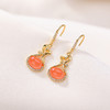 【福喜如愿】S925纯银镀金水红玛瑙蜜蜡红色福袋耳饰【CW-EG02526】 商品缩略图1