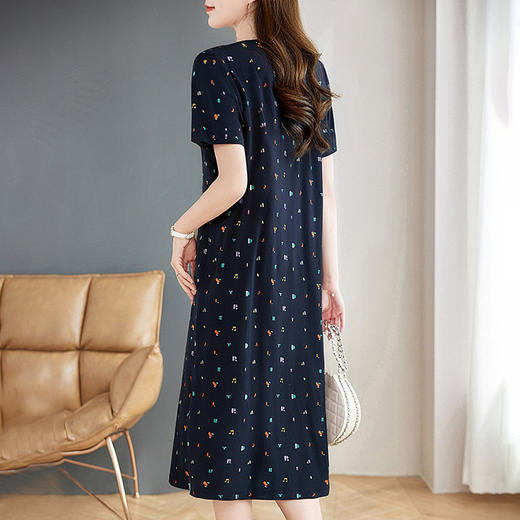 芳妮诗休闲连衣裙女2026新款夏洋气女士纯棉宽松直筒裙子大码女装 商品图4