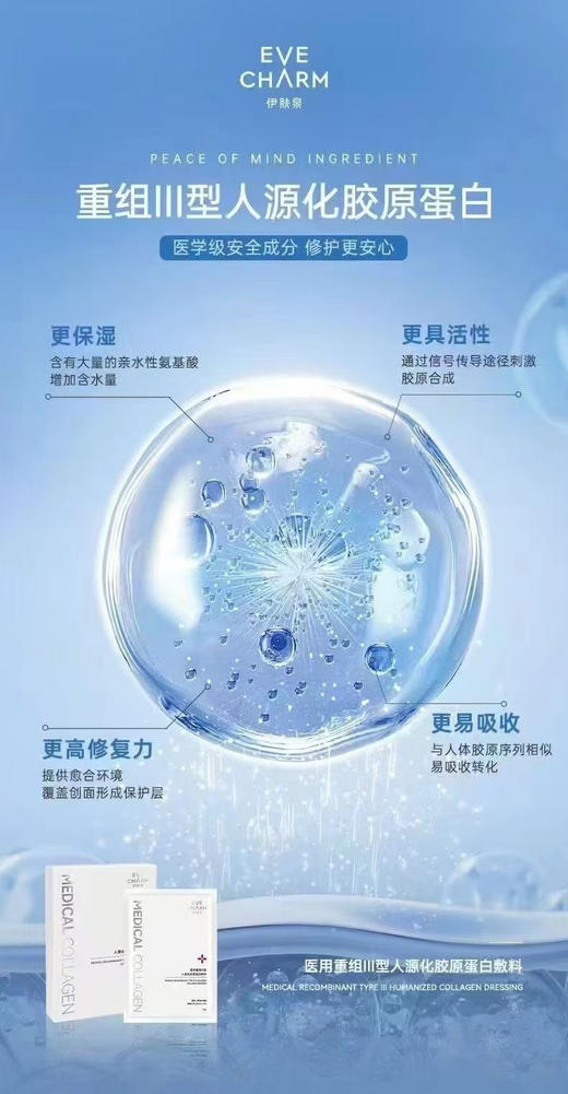 伊肤泉III型重组胶原蛋白敷料面膜5片装×10盒  能够渗入肌肤修复 院线面膜，18周年线下专供款，激光/光子/果酸焕肤/美丽术后都能用 商品图9