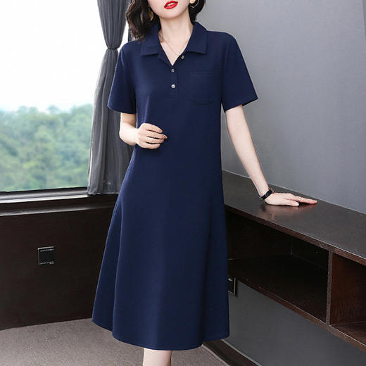 翻领短袖连衣裙女2026新款夏季大码女装宽松女士polo休闲直筒裙子 商品图4