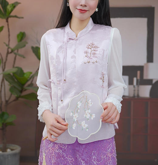 司歌醋酸国风马甲提花盯珠重工艺外套B93G5225 商品图0