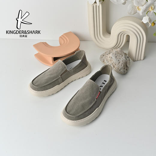 经典鲨2026年春季专柜新品男士平底一脚蹬轻便透气布鞋休闲鞋KW08-613091 商品图0