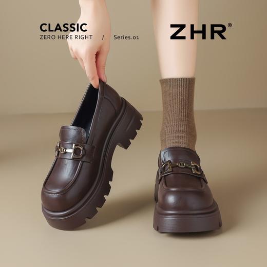 ZHR则则厚底增高6cm乐福鞋单鞋女2025新款百搭高跟小皮鞋学院女鞋 商品图7