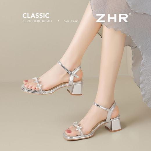ZHR则则时尚水钻厚底凉鞋女2025夏季新款洋气百搭一字带气质凉鞋 商品图8