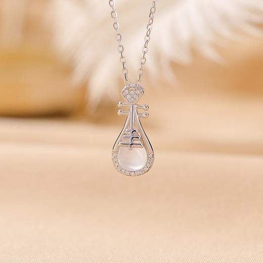 【琵琶福音】S925纯银镀金琵琶吊坠女玉髓镶钻项链【CW-23367】 商品图2