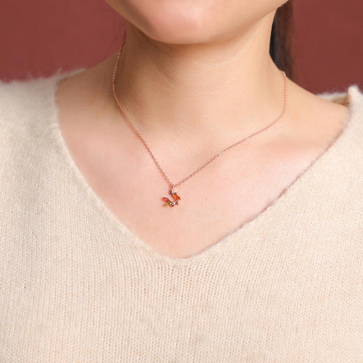 【岁岁平安】S925纯银镀玫瑰金碧玺麦穗项链【CW-DZ07120】 商品图3