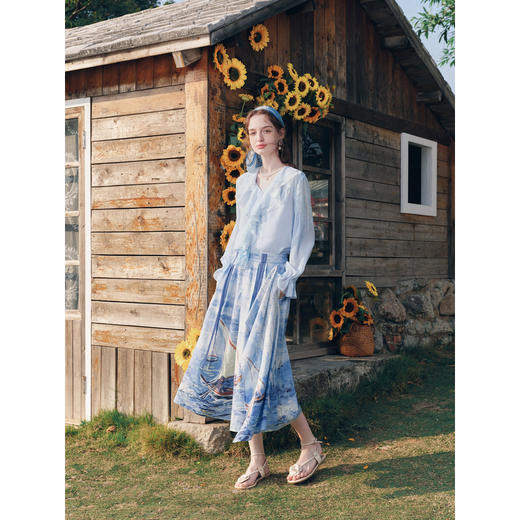 两三事梵高文艺 四月物语 2026春季新款可拆搭片印花裙裤休闲裤女 商品图1