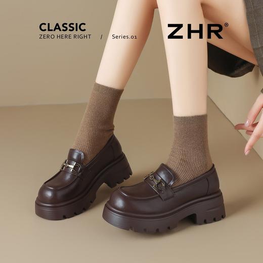 ZHR则则厚底增高6cm乐福鞋单鞋女2025新款百搭高跟小皮鞋学院女鞋 商品图9