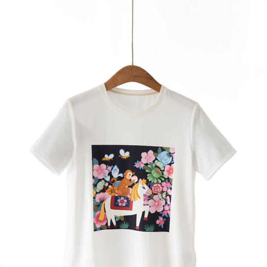 「高货yn」全新升级【铂金会员146/天猫199/差价53】(04112)洛诗琳气质水柔棉印花T恤2026春夏新款百搭正肩显瘦短袖上衣 商品图1