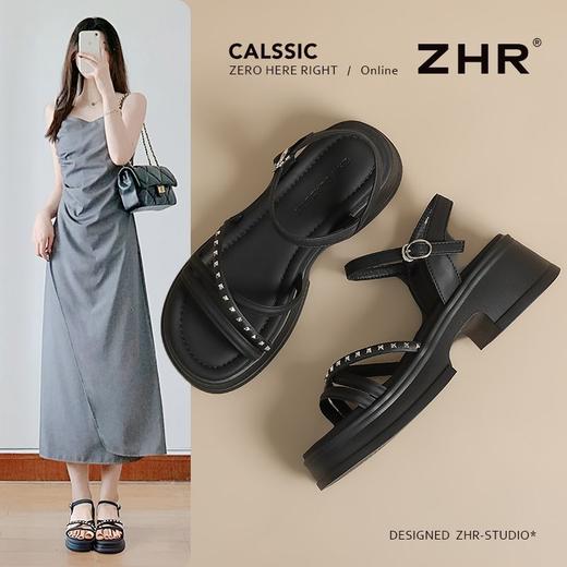ZHR则则优雅舒适厚底凉鞋女鞋2025夏季新款时髦铆钉百搭增高凉鞋 商品图1