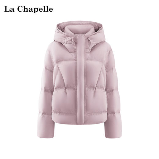 天猫同步【90白鸭绒！】拉夏贝尔/La Chapelle连帽调节绳按扣拉链羽绒服女蓬松保暖加厚外套冬季新款 商品图4