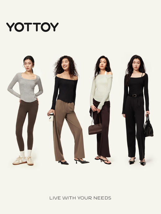 YOTTOY大U领长袖瑜伽服 女收腰修身运动健身 普拉提训练上衣 商品图3