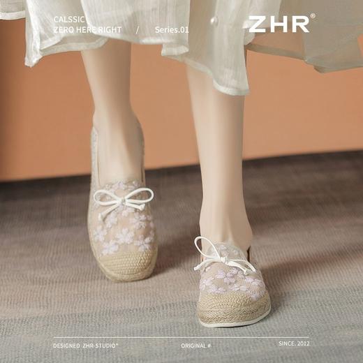 ZHR繁花网纱渔夫鞋女2025新款蝴蝶结透气懒人鞋平底一脚蹬单鞋女 商品图6