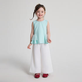 笛莎Deesha 2026年夏季新款小童女童直筒裤套棉布套装