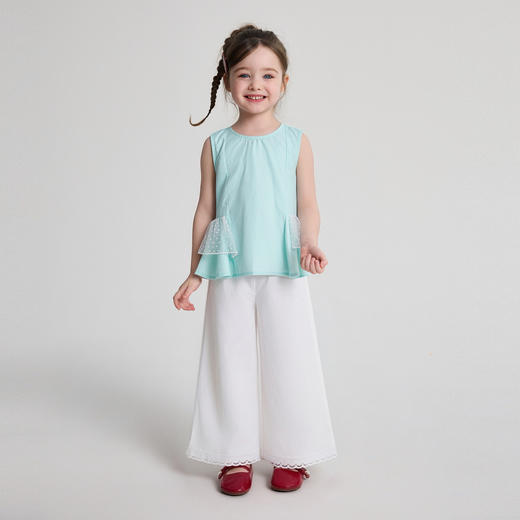 笛莎Deesha 2026年夏季新款小童女童直筒裤套棉布套装 商品图0