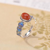 【清禧安岁】天然和田玉S925纯银碧玉南红珐琅如意蛋面开口戒指【CW-JZ07609】 商品缩略图1