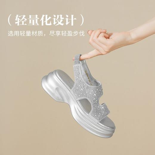 ZHR则则水钻厚底凉鞋女2025夏季新款增高休闲沙滩鞋超软外出女鞋 商品图5