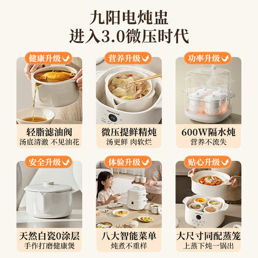 九阳电炖锅隔水炖婴儿辅食锅宝宝煮粥燕窝煲汤锅一锅五胆陶瓷炖盅 商品图1