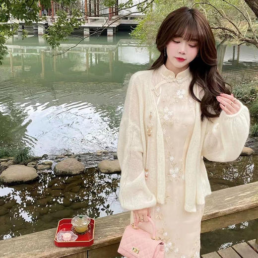 西遇国风改良新中式旗袍裙女2026年春季新款印花盘扣半袖连衣裙SS060210 商品图1