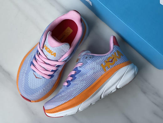 317-5  怒推 hoka clifton 9代 轻薄鞋面松紧鞋带 超轻厚底 马赫童鞋 运动鞋 商品图8