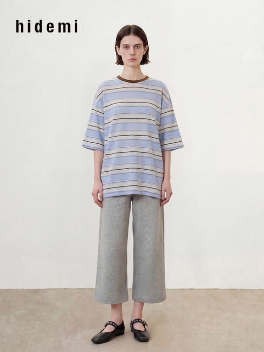 hidemi副线小h 简约休闲九分毛边阔腿裤休闲裤长裤 商品图5