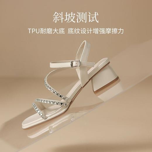 ZHR则则仙女水钻粗跟夏季凉鞋女2025年新款爆款高级鞋超软宽脚鞋 商品图4