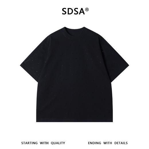SDSA男装2026新款高贵轻奢小众设计烫钻设计圆领短袖T恤百搭宽松 商品图1
