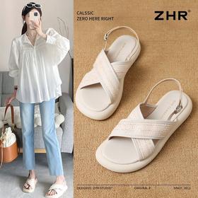ZHR则则舒适优雅凉鞋2025新款夏季仙女休闲百搭软底气质透气凉鞋