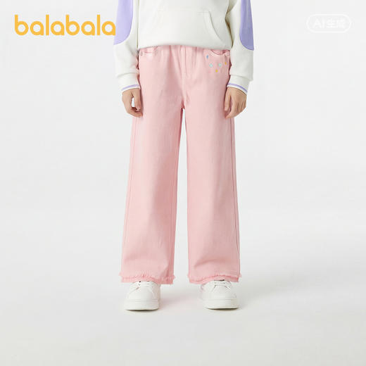【商场同款】巴拉巴拉童装女童长裤直筒牛仔裤2026春新款绣花甜美 商品图1