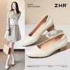 ZHR真皮粗跟单鞋女鞋2025新款轻便女士平底鞋软底一脚蹬浅口女鞋 商品缩略图1