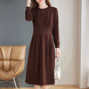 高级长袖连衣裙女2026新款冬装胖MM大码女装洋气宽松直筒圆领裙子 商品缩略图3