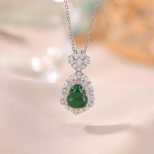【福禄岁岁】S925纯银绿翡翠福禄葫芦镶嵌吊坠【CW-DZ07110】 商品图1