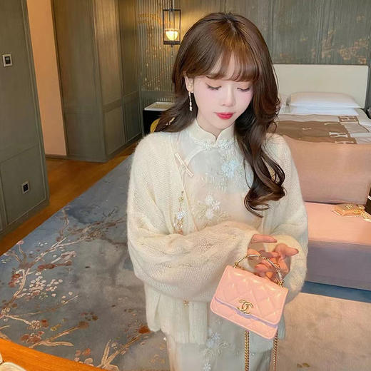 西遇国风改良新中式旗袍裙女2026年春季新款印花盘扣半袖连衣裙SS060210 商品图4