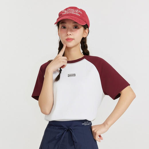 笛莎Deesha 2026年夏季新款青少年撞色插肩袖索罗娜原纱防晒吸湿速干T恤 商品图1