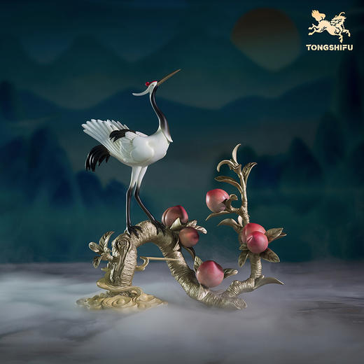 铜师傅《鹤桃同春》客厅装饰品铜摆件 送长辈领导祝寿生日礼物 商品图0