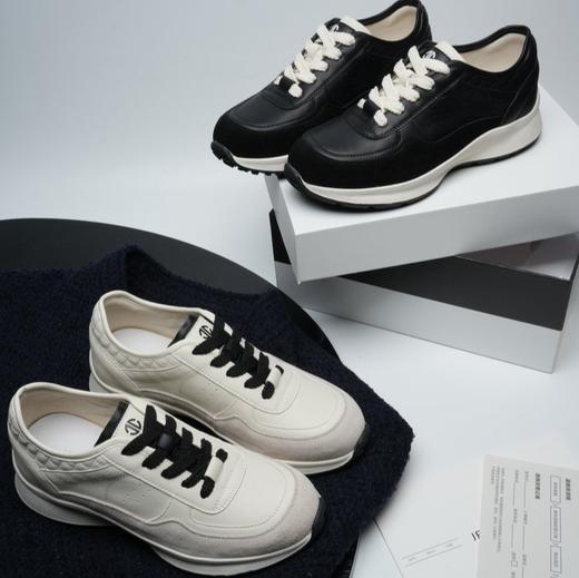 小香同款限时特惠〰️4.5cm厚底设计.隐形增高不突兀【熊猫拼色小香风休闲运动鞋】小香风休闲鞋天花板！牛绒皮拼接，质感直接拉满💎经典配色百搭不挑衣 商品图1