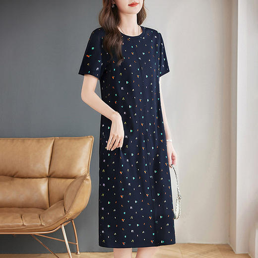 芳妮诗休闲连衣裙女2026新款夏洋气女士纯棉宽松直筒裙子大码女装 商品图3
