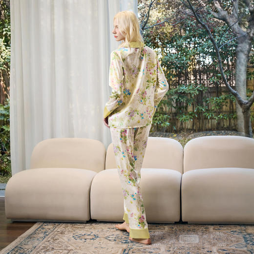 Solo seta22姆米女士真丝花卉印花睡衣套装桑蚕丝家居服2026春夏 商品图3