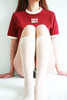 宫廷复古红tee，胸口小标刺绣。显白亲肤棉圆领撞色t恤女E031758 商品缩略图11